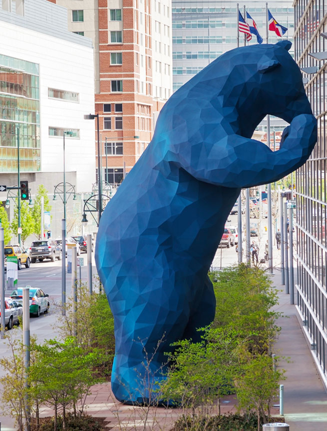 Bear peeking into convention center