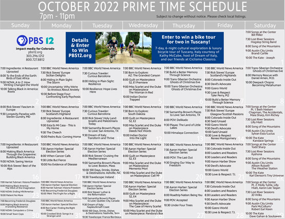 October 2022 Primetime Grid