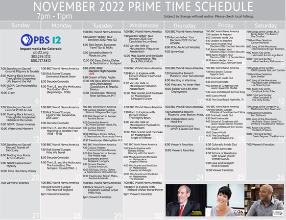 November 2022 Primetime Grid