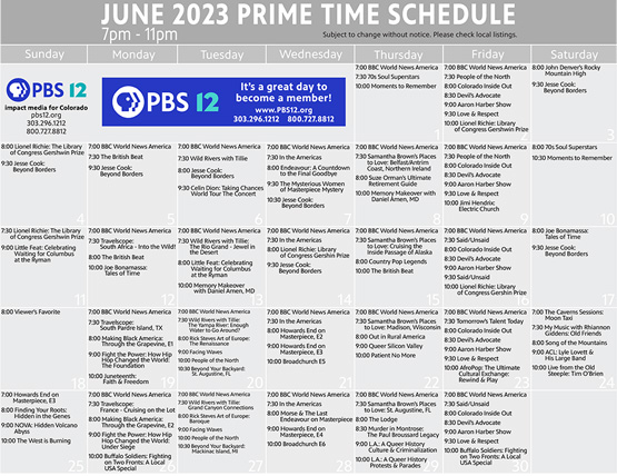 June 2023 Primetime Grid