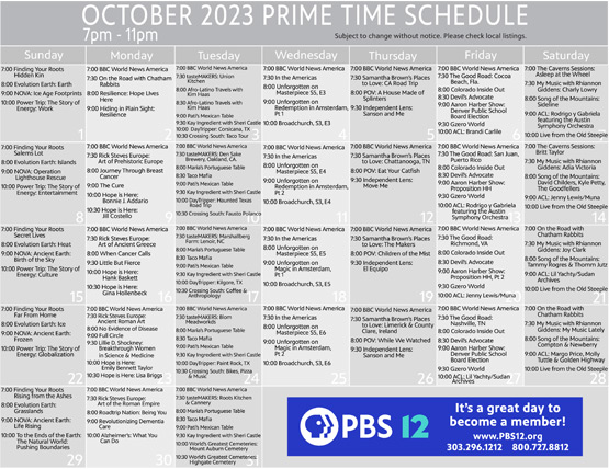 October Primetime Grid